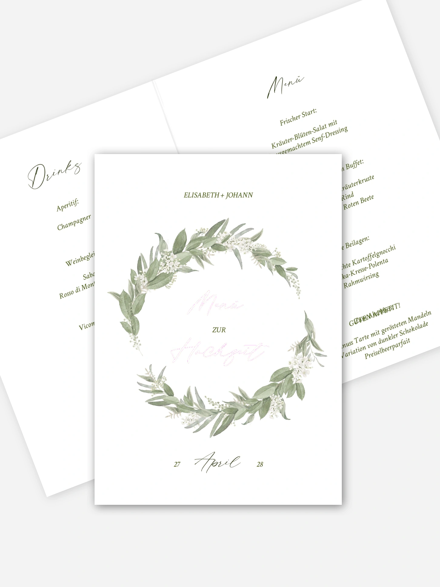 Menükarte Hochzeit Garden Wedding