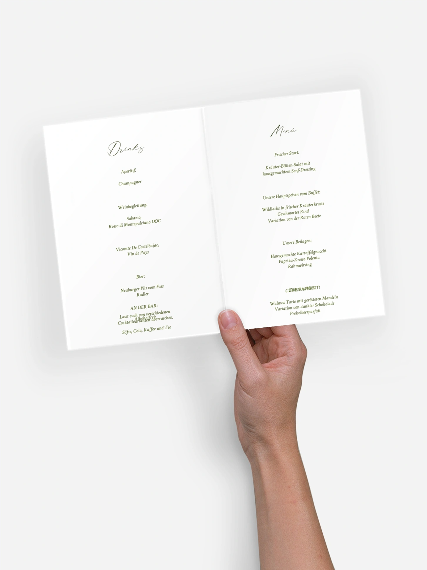 Menükarte Hochzeit Garden Wedding