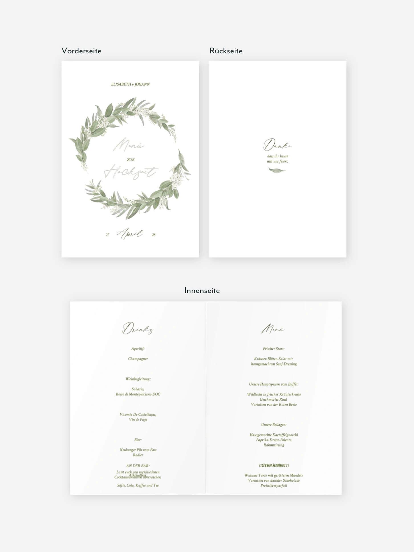 Menükarte Hochzeit Garden Wedding