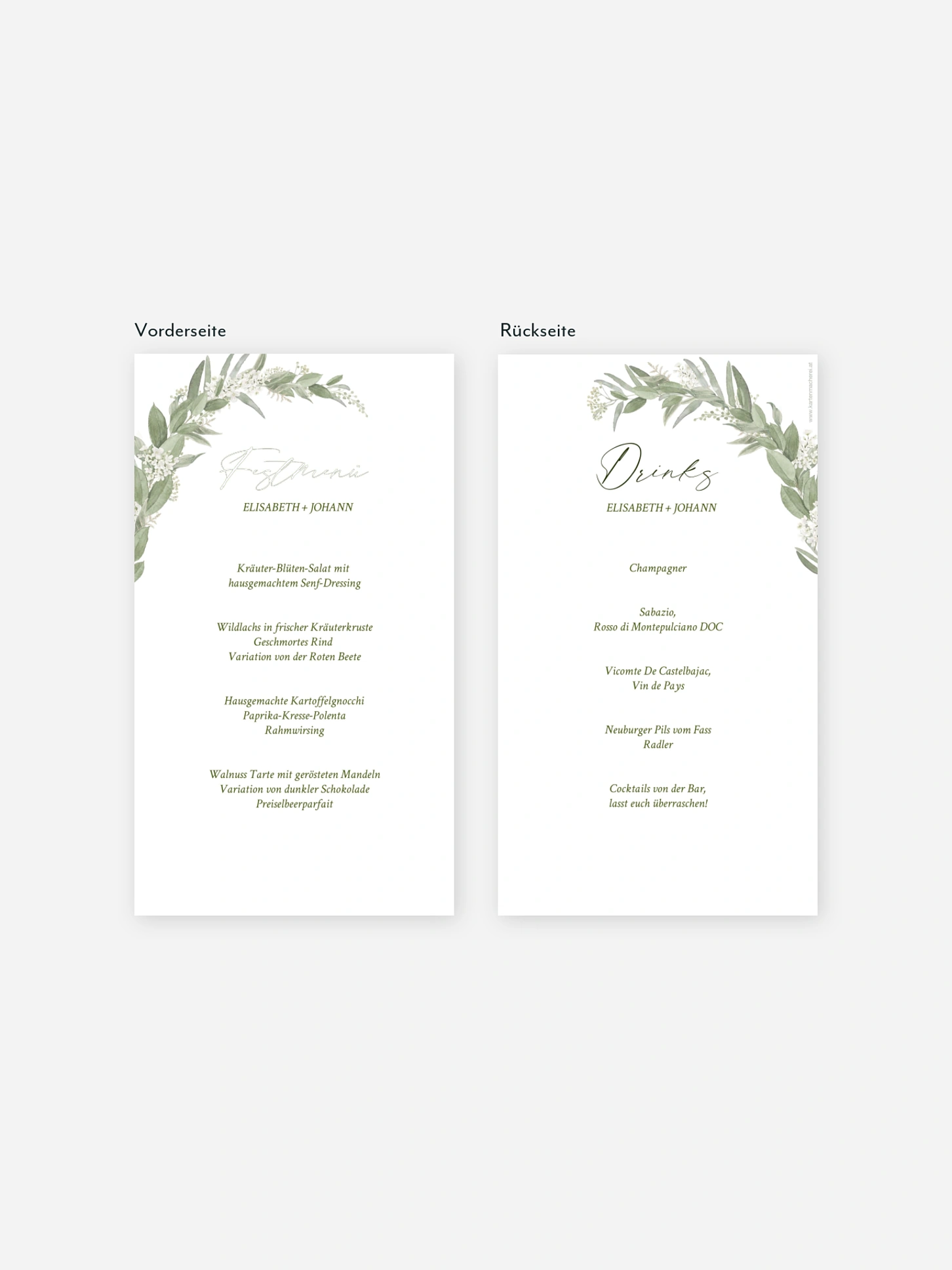 Menükarte Hochzeit Garden Wedding
