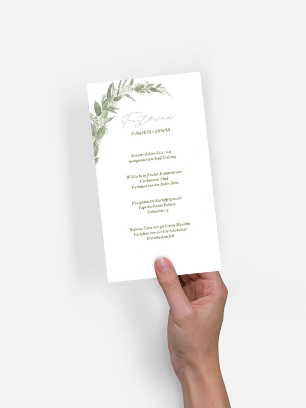 Menükarte Hochzeit Garden Wedding