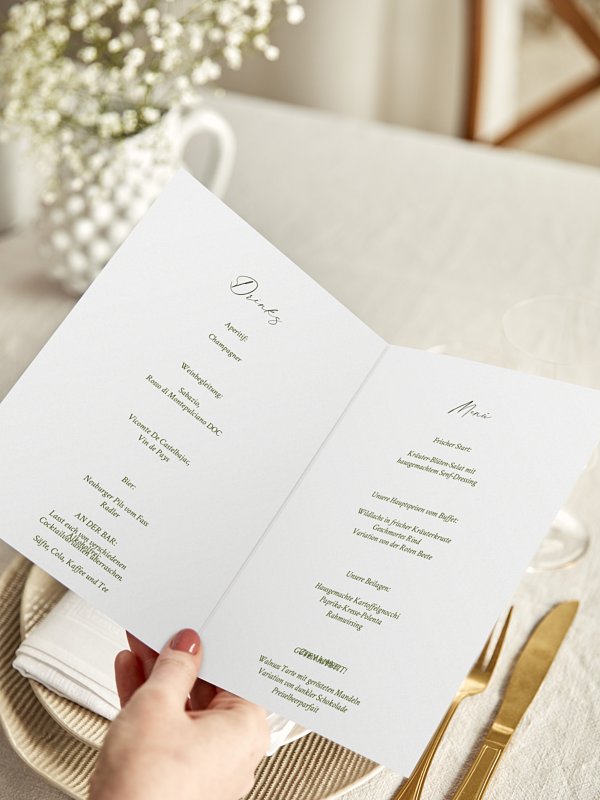 Menükarte Hochzeit Garden Wedding
