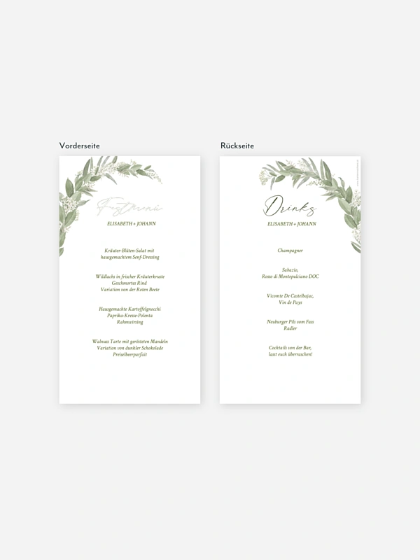 Menükarte Hochzeit Garden Wedding