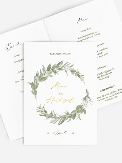 Menükarte Hochzeit Garden Wedding