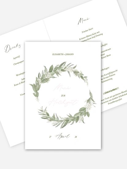 Menükarte Hochzeit Garden Wedding