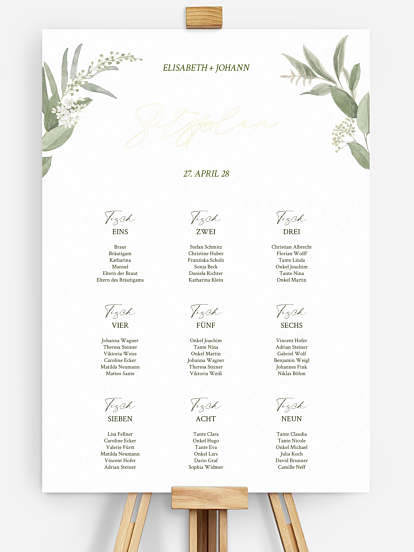 Sitzplan Plakat Garden Wedding