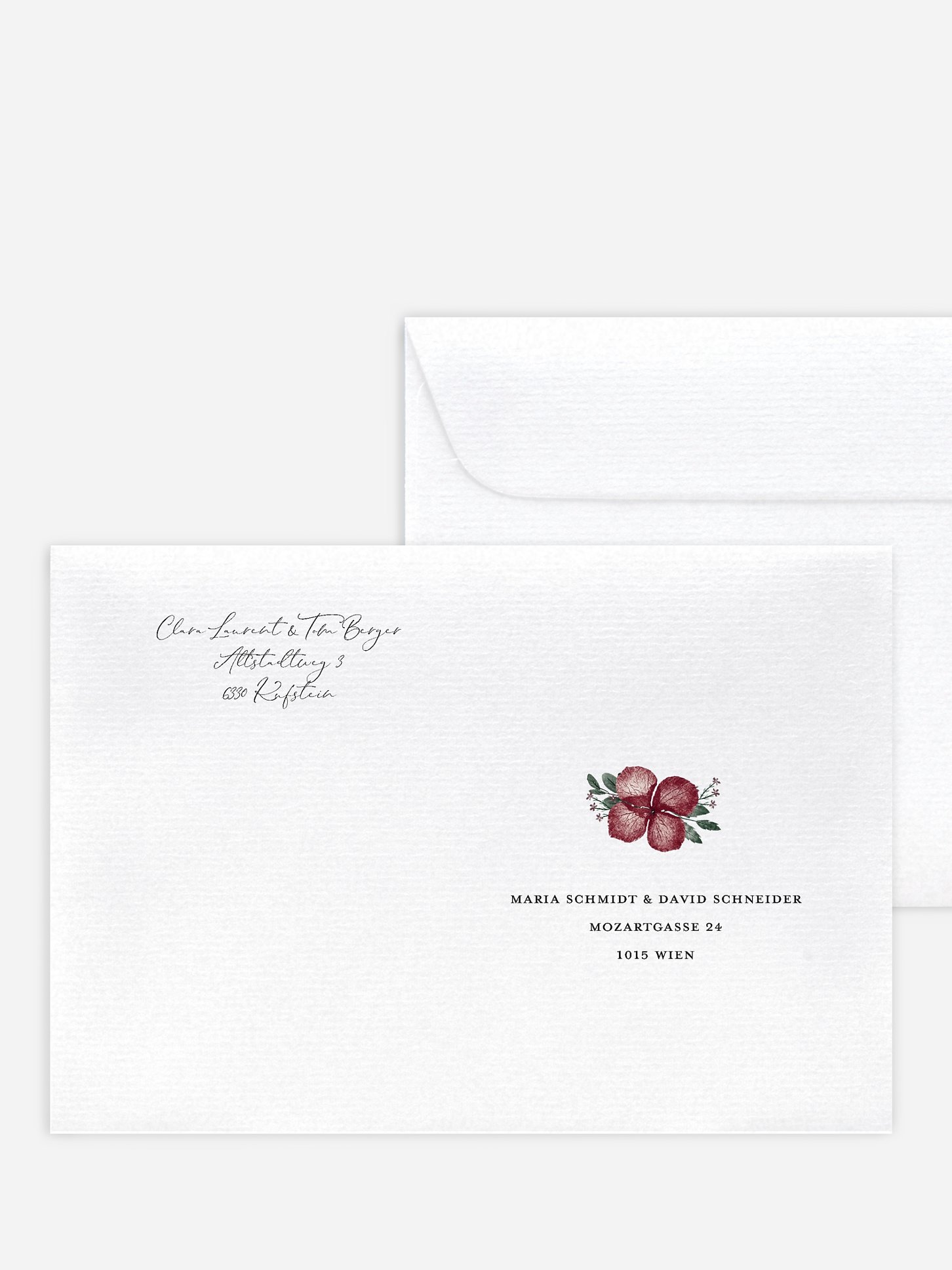 Bedruckter Briefumschlag Hochzeit Red Delight