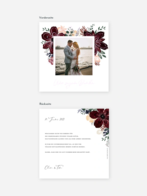 Dankeskarte Hochzeit Red Delight