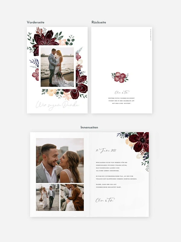 Dankeskarte Hochzeit Red Delight
