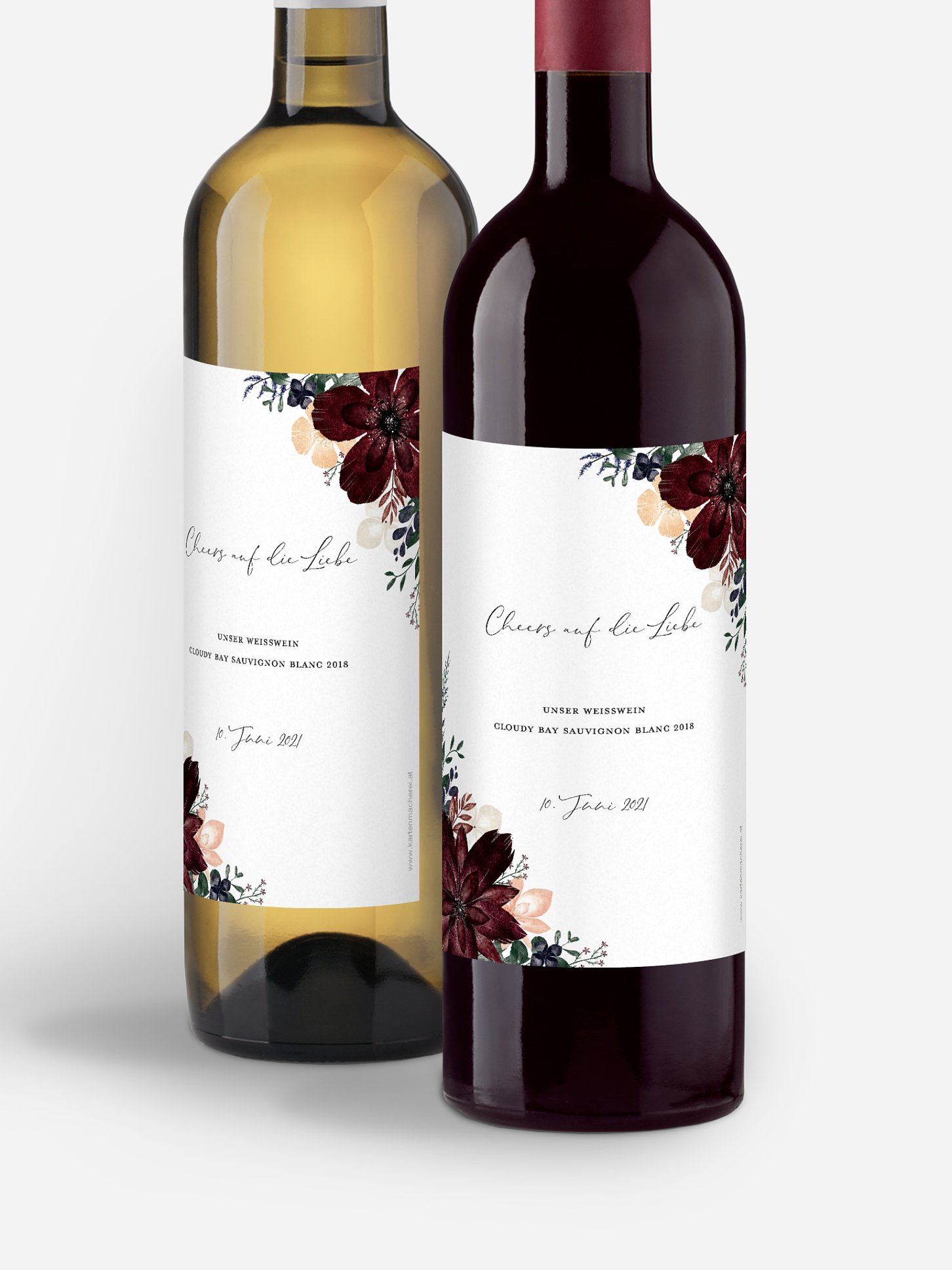 Flaschenetikett Hochzeit Red Delight