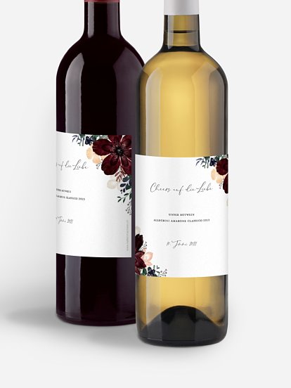 Flaschenetikett Hochzeit Red Delight