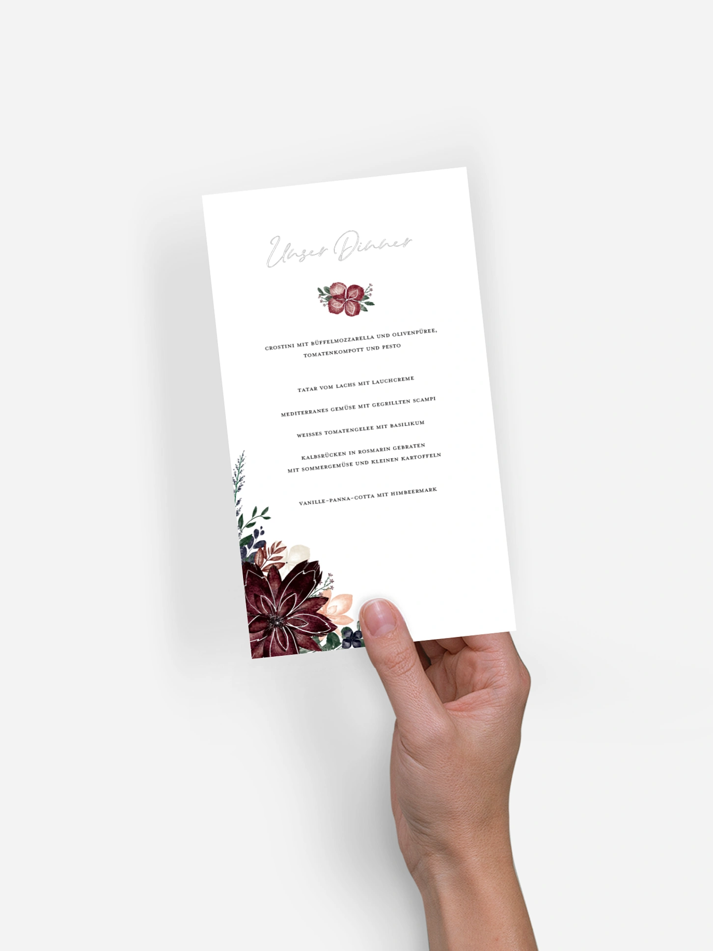 Menükarte Hochzeit Red Delight