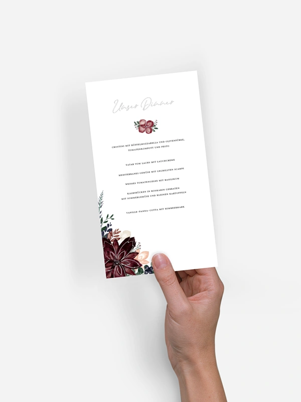 Menükarte Hochzeit Red Delight