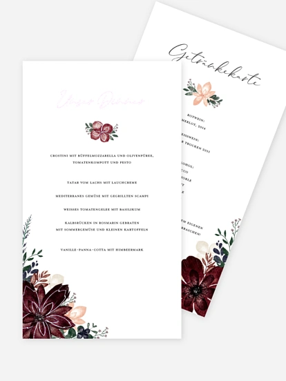 Menükarte Hochzeit Red Delight