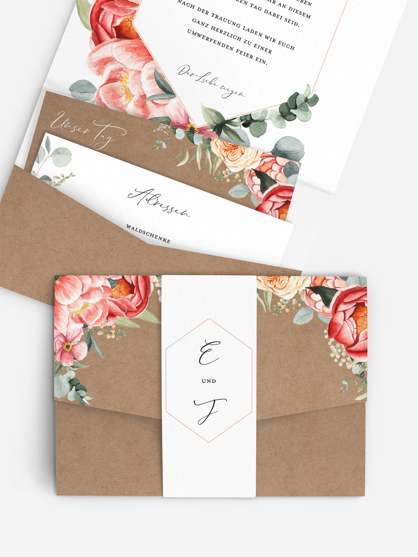 Hochzeitseinladung Peony Love