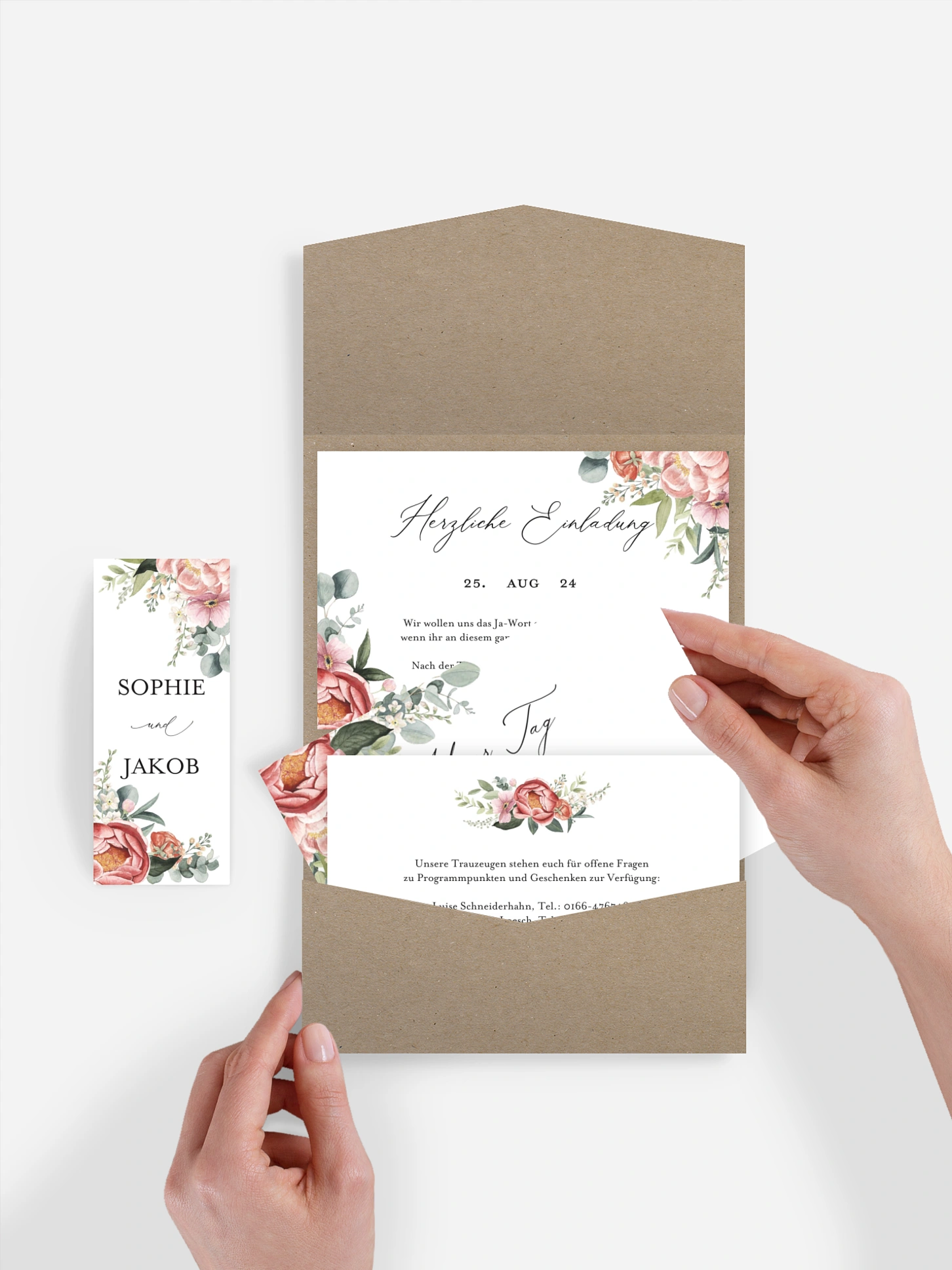 Hochzeitseinladung Peach Peony