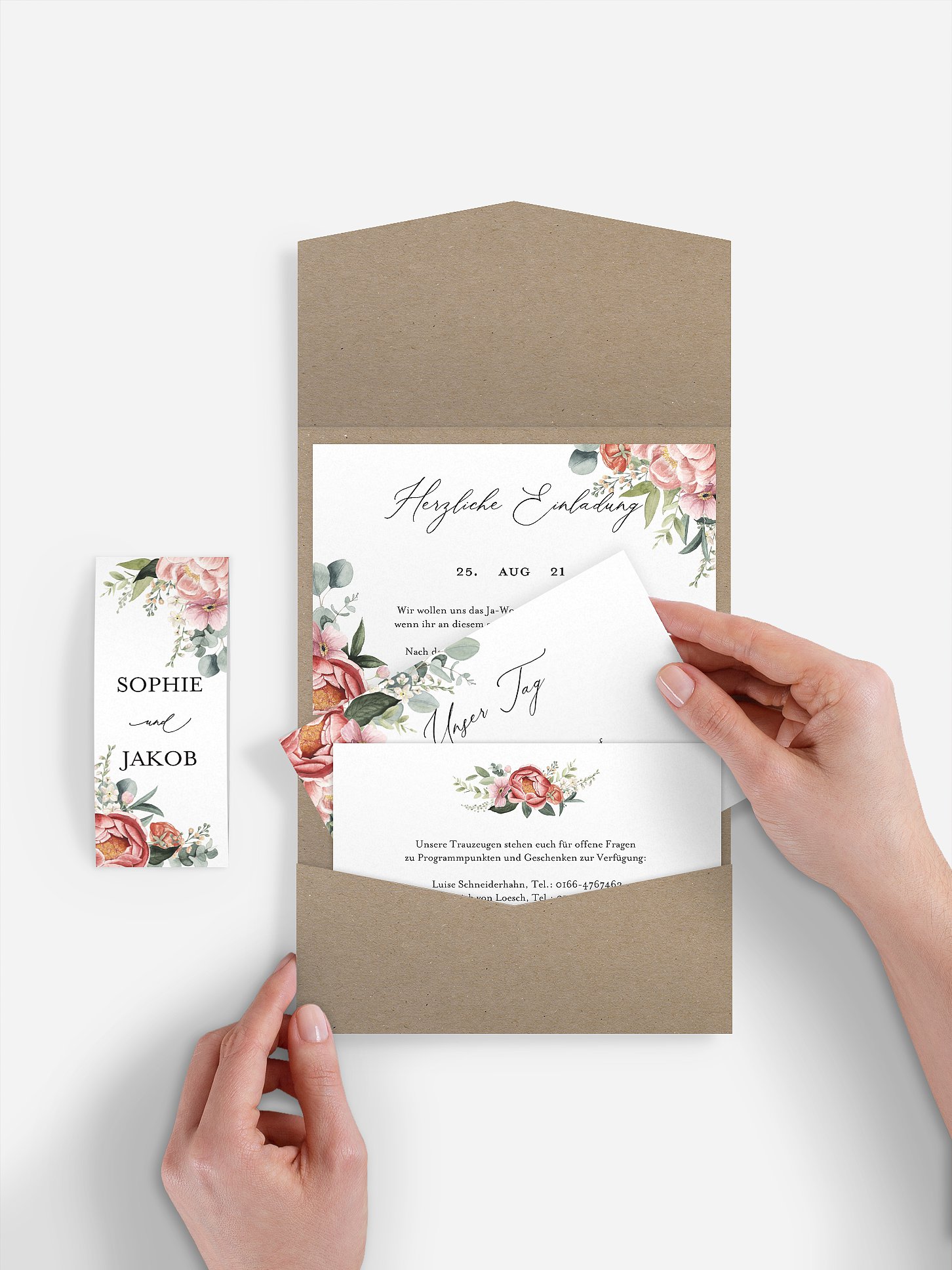 Hochzeitseinladung Peach Peony