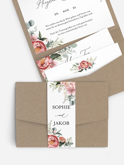 Hochzeitseinladung Peach Peony