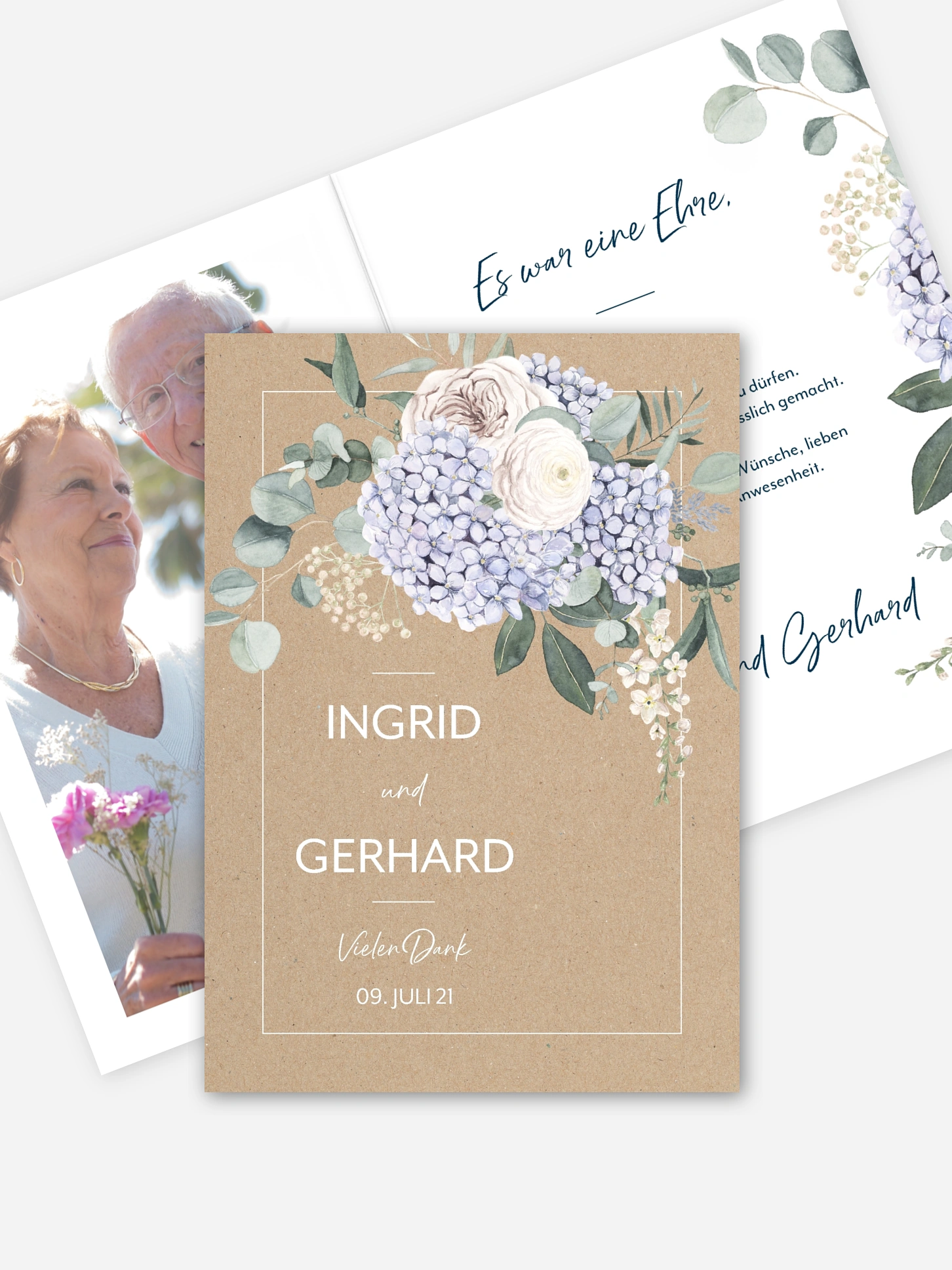 Danksagung zur Goldenen Hochzeit Hortensie