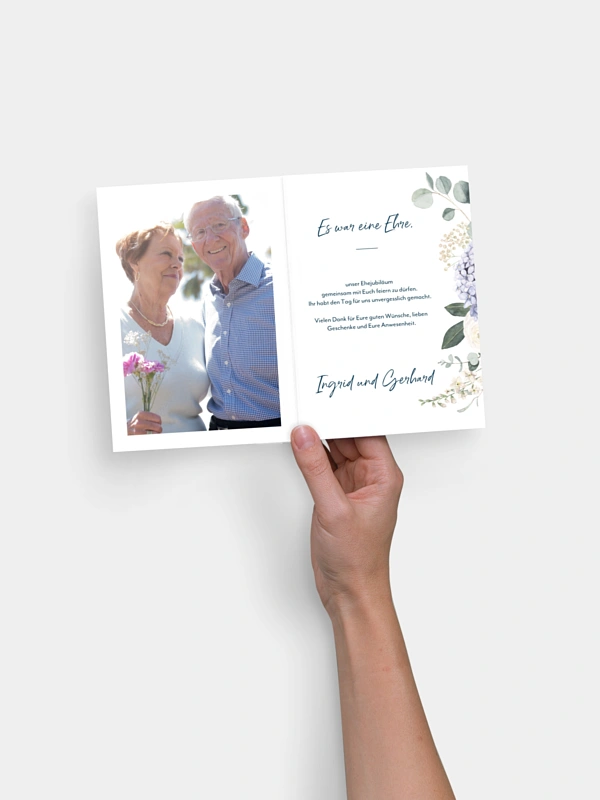 Danksagung zur Goldenen Hochzeit Hortensie