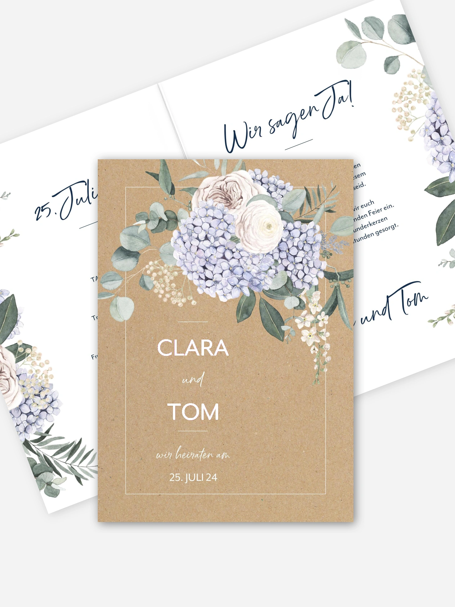 Hochzeitseinladung Hortensie