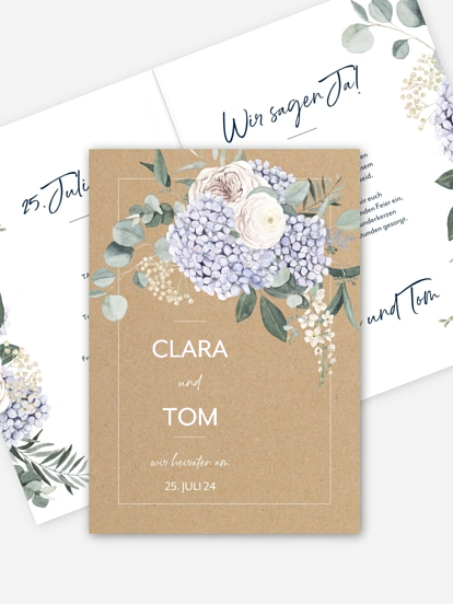 Hochzeitseinladung Hortensie