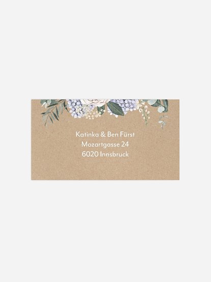 Empfängeraufkleber Silberhochzeit Hortensie