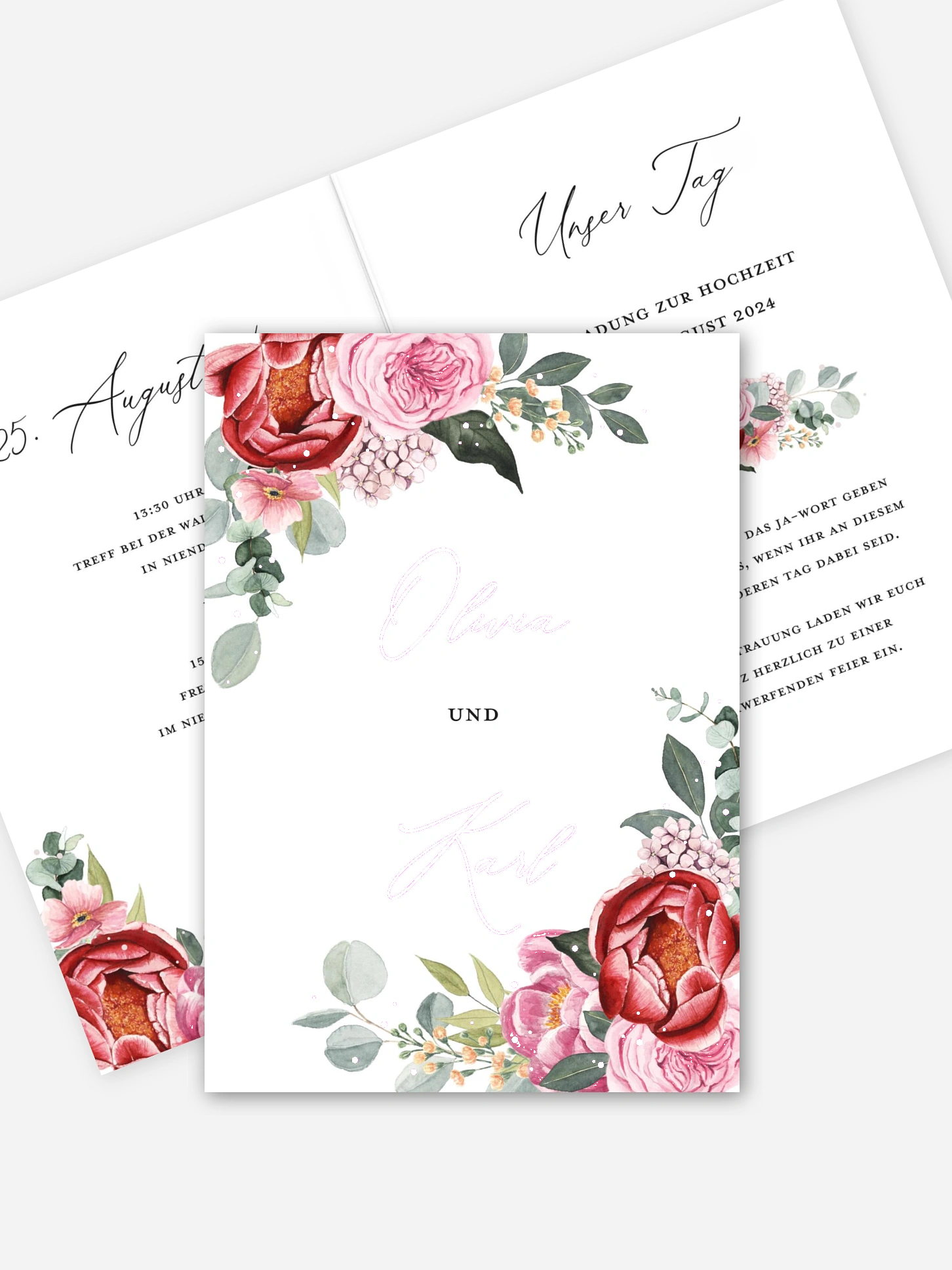 Hochzeitseinladung Pink Flowers