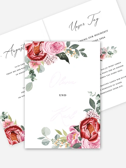 Hochzeitseinladung Pink Flowers
