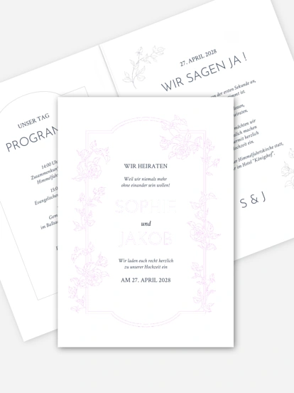 Hochzeitseinladung Rose Frame