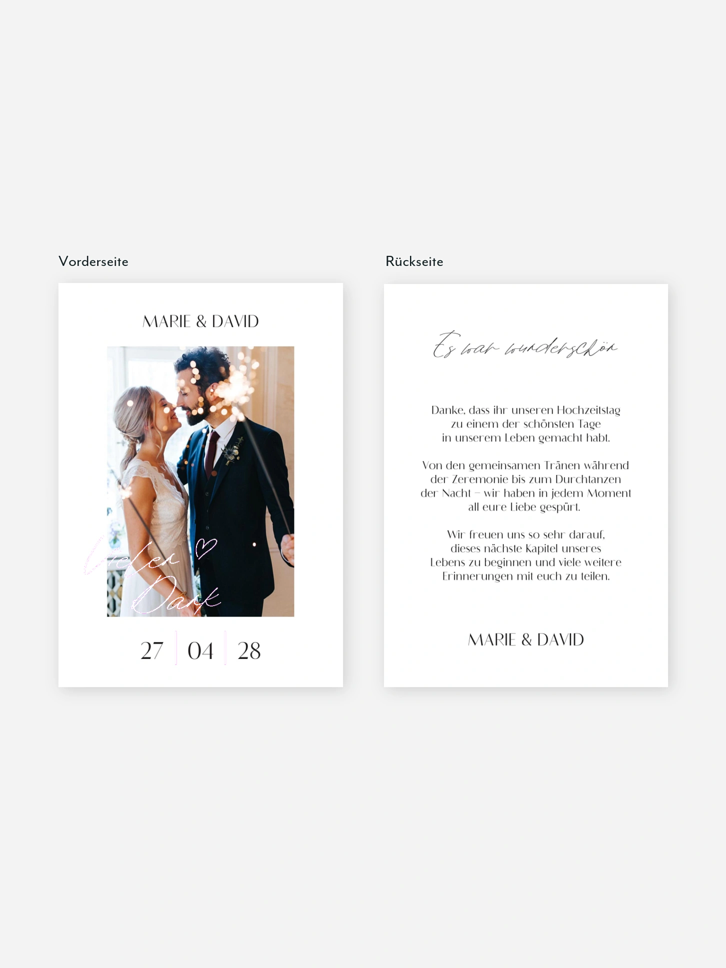 Dankeskarte Hochzeit Classic Love
