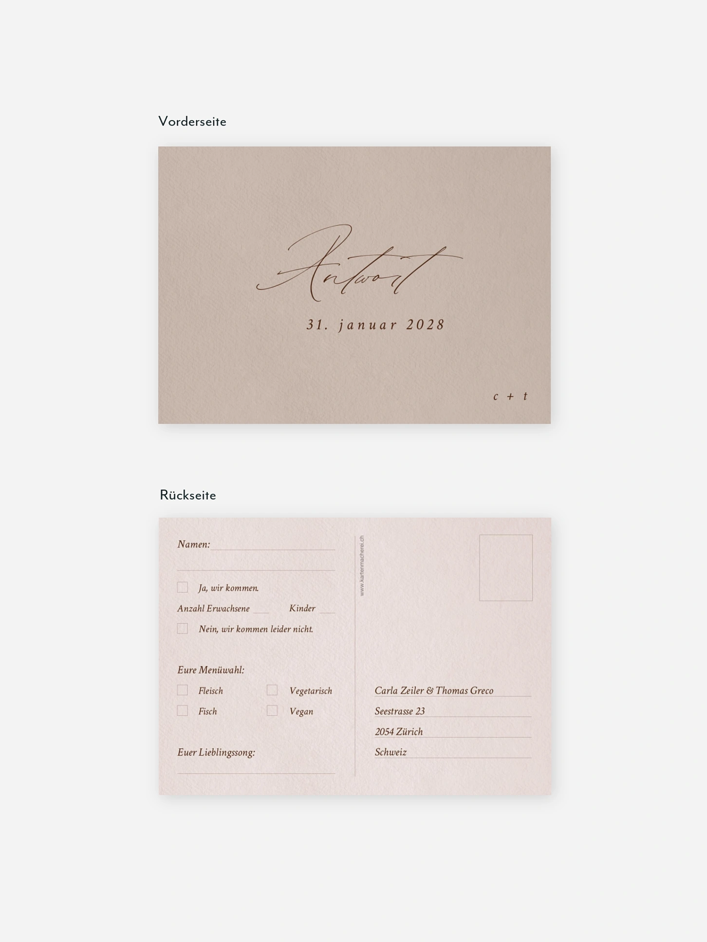 Antwortkarte Hochzeit Pure Lines