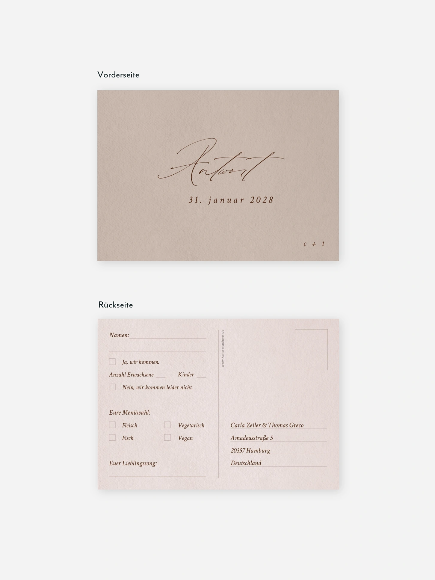 Antwortkarte Hochzeit Pure Lines