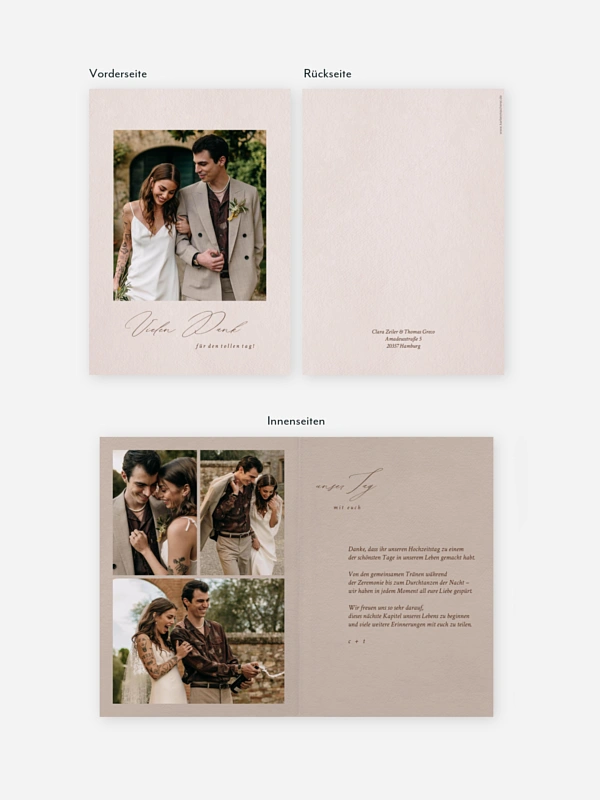 Dankeskarte Hochzeit Pure Lines