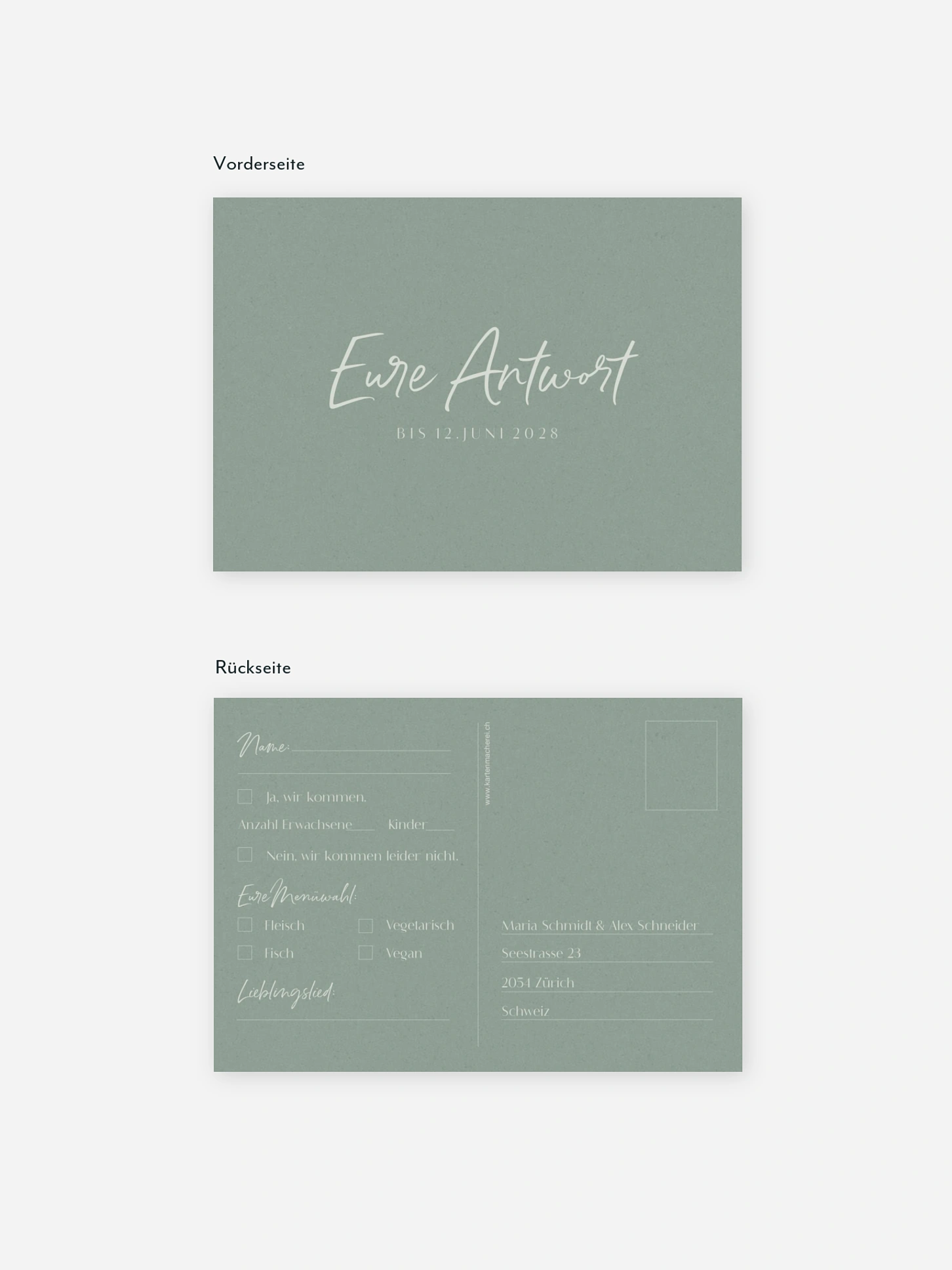 Antwortkarte Hochzeit Typo Grace