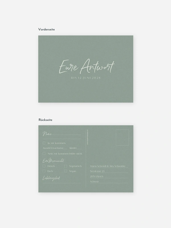 Antwortkarte Hochzeit Typo Grace
