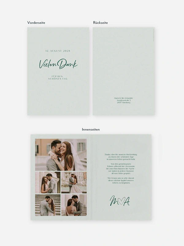 Dankeskarte Hochzeit Typo Grace