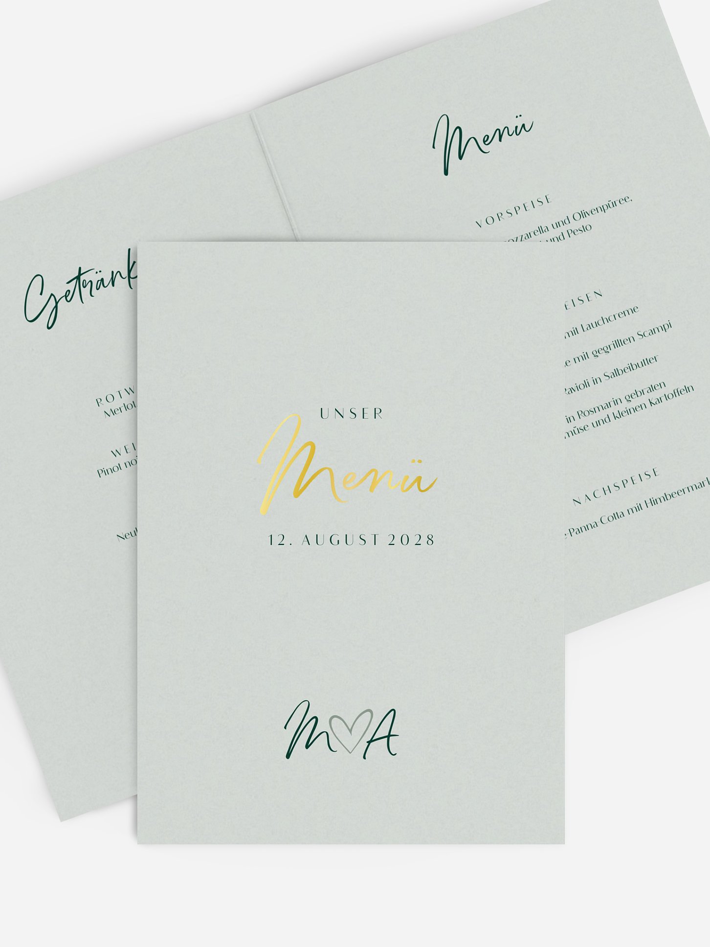 Menükarte Hochzeit Typo Grace
