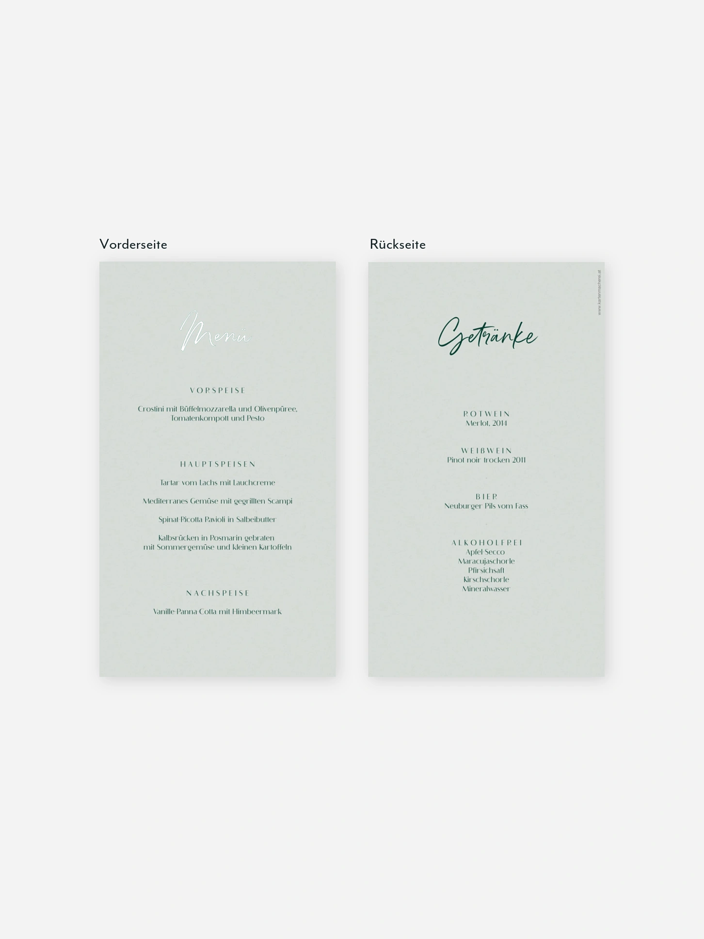 Menükarte Hochzeit Typo Grace