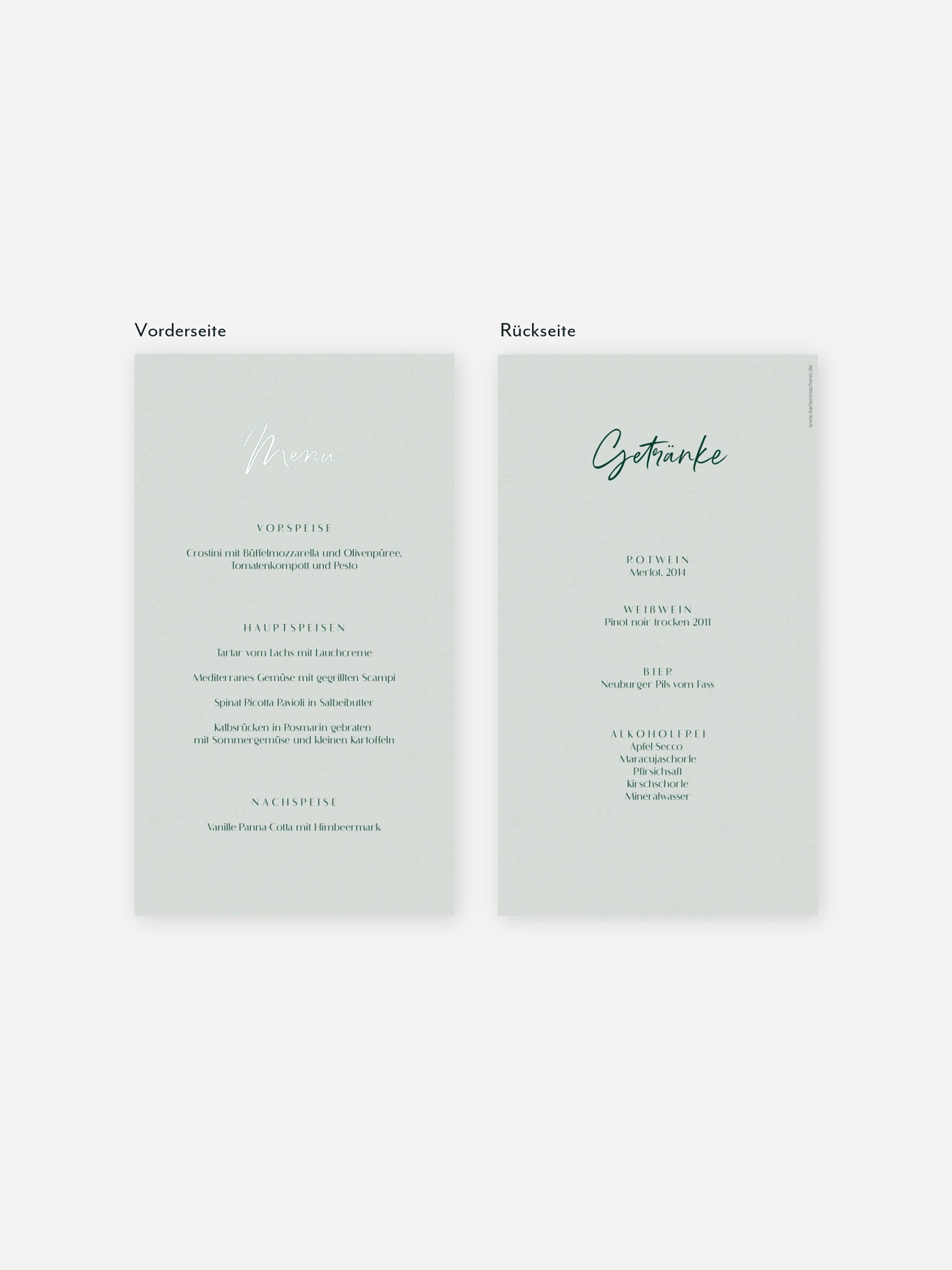 Menükarte Hochzeit Typo Grace