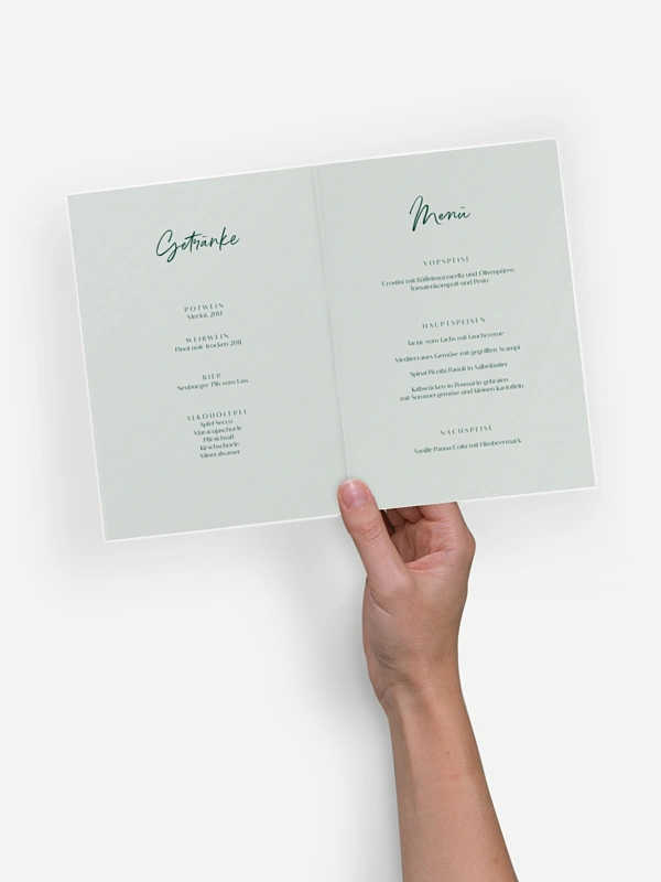 Menükarte Hochzeit Typo Grace