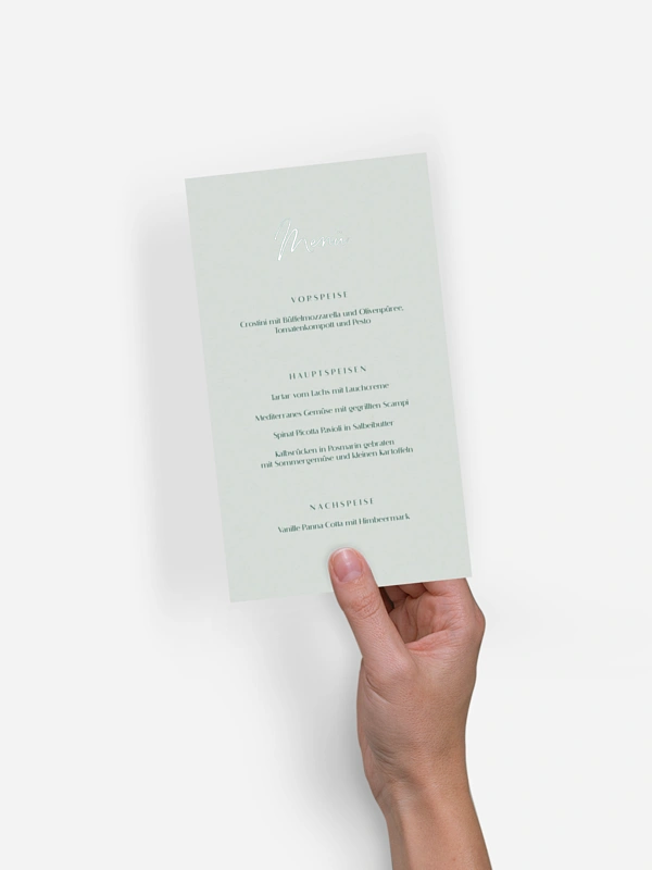 Menükarte Hochzeit Typo Grace
