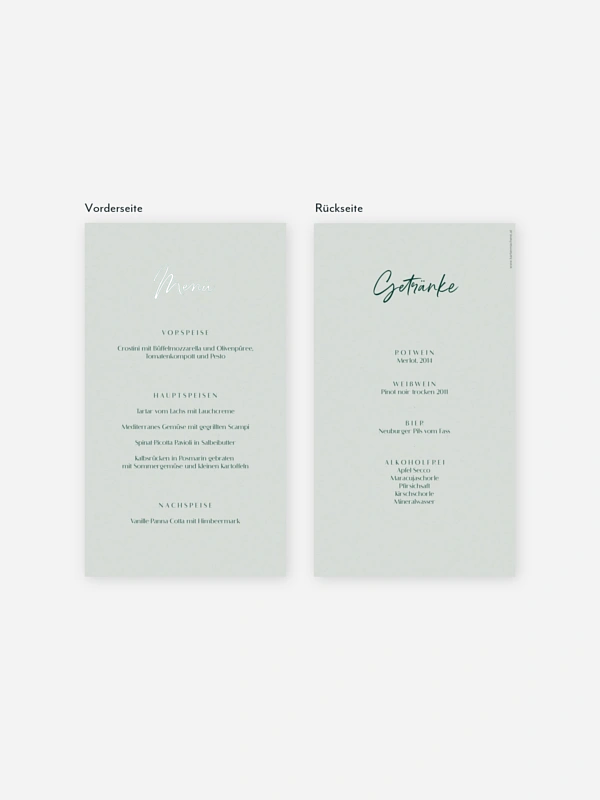 Menükarte Hochzeit Typo Grace