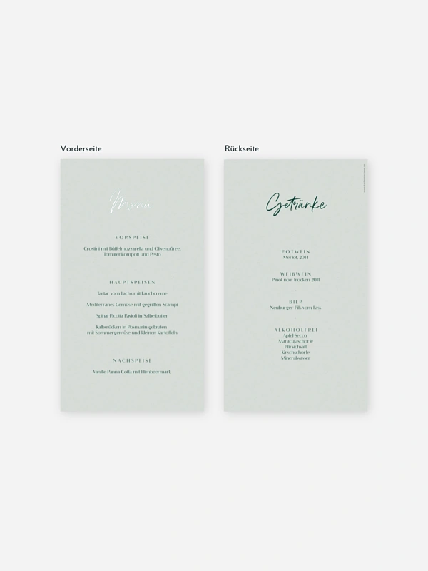 Menükarte Hochzeit Typo Grace