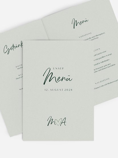 Menükarte Hochzeit Typo Grace