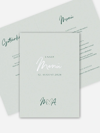Menükarte Hochzeit Typo Grace