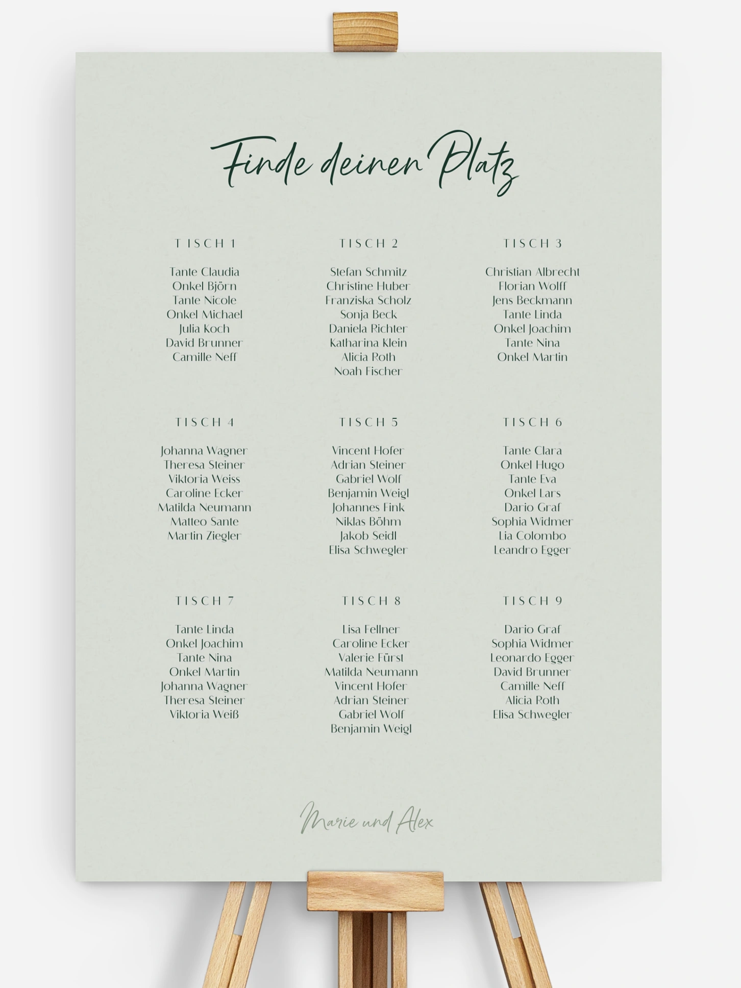 Sitzplan Plakat Typo Grace