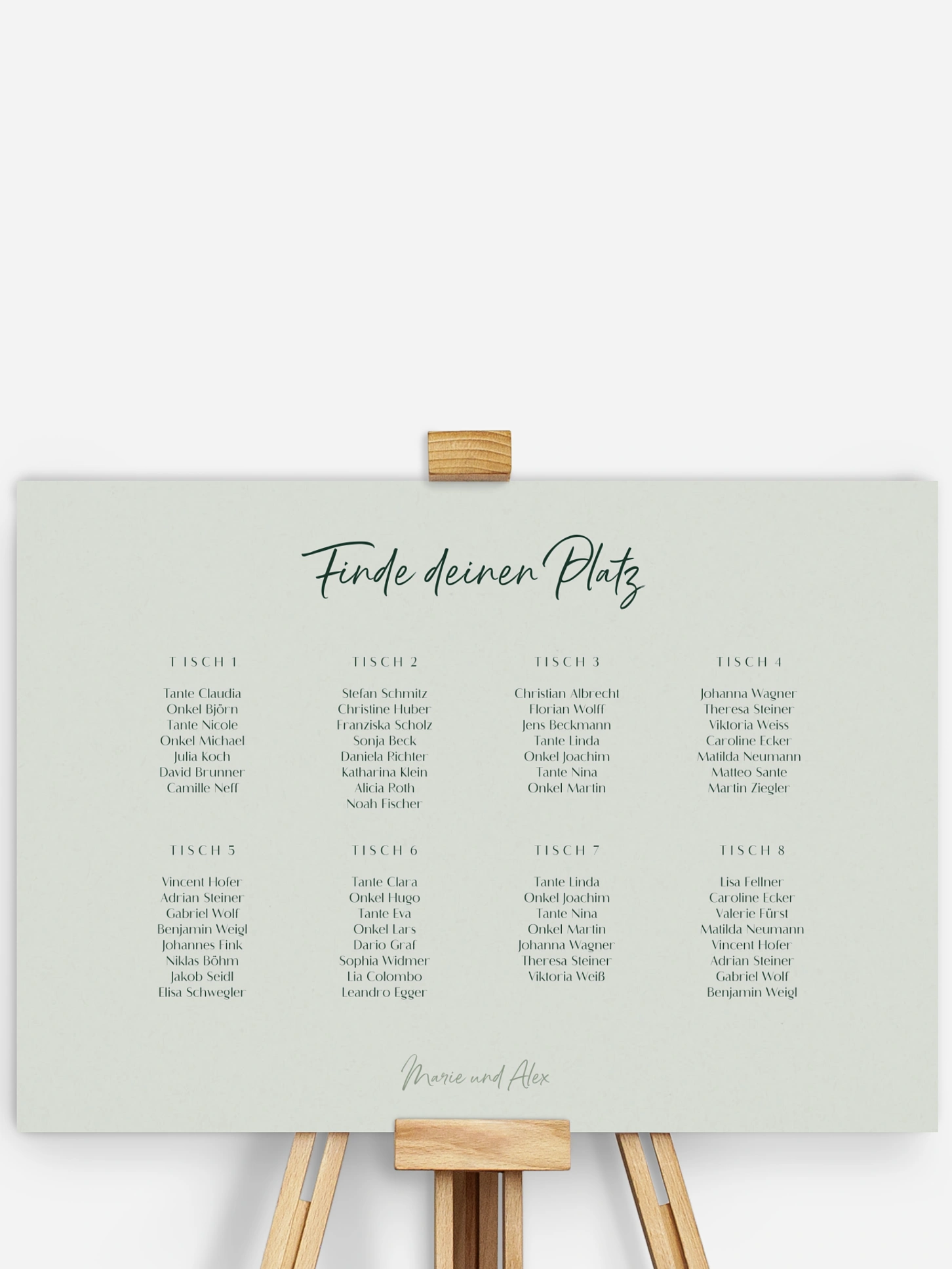 Sitzplan Plakat Typo Grace