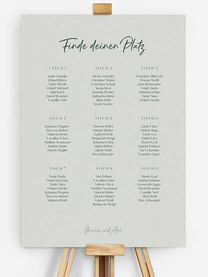 Sitzplan Plakat Typo Grace