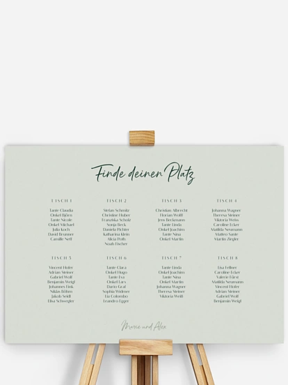 Sitzplan Plakat Typo Grace